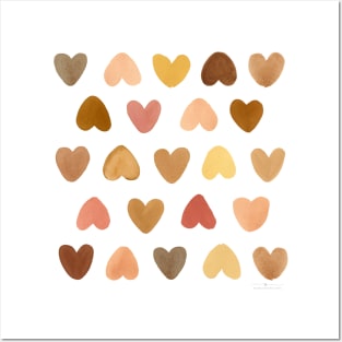 Brown Hearts pattern Posters and Art